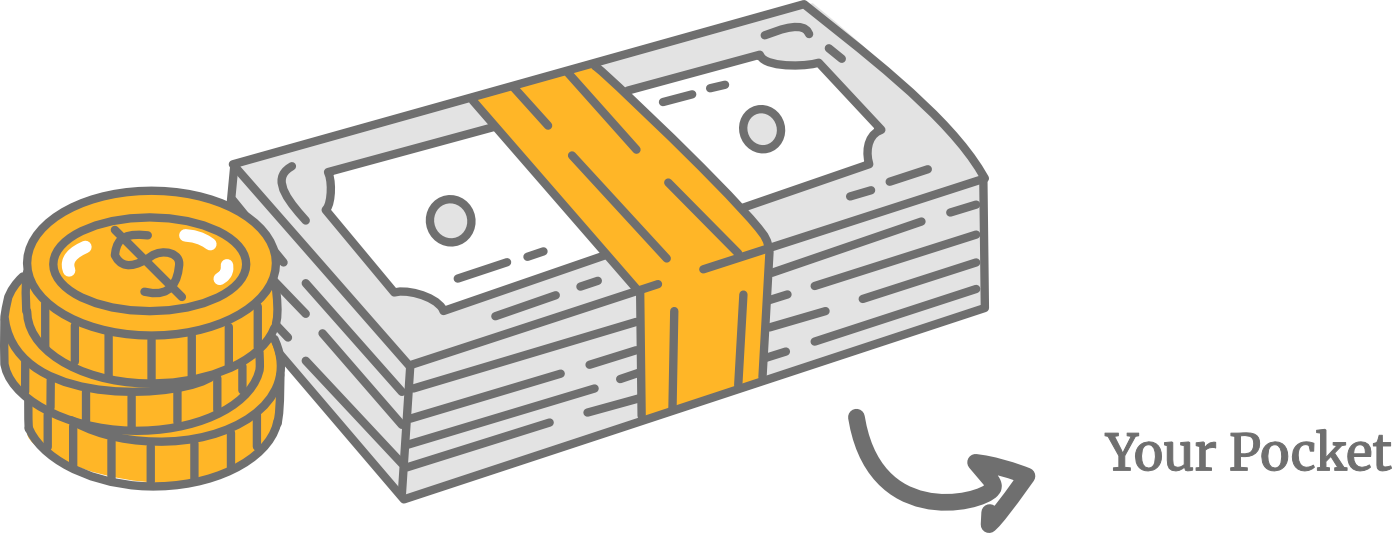 Money in pocket illustration